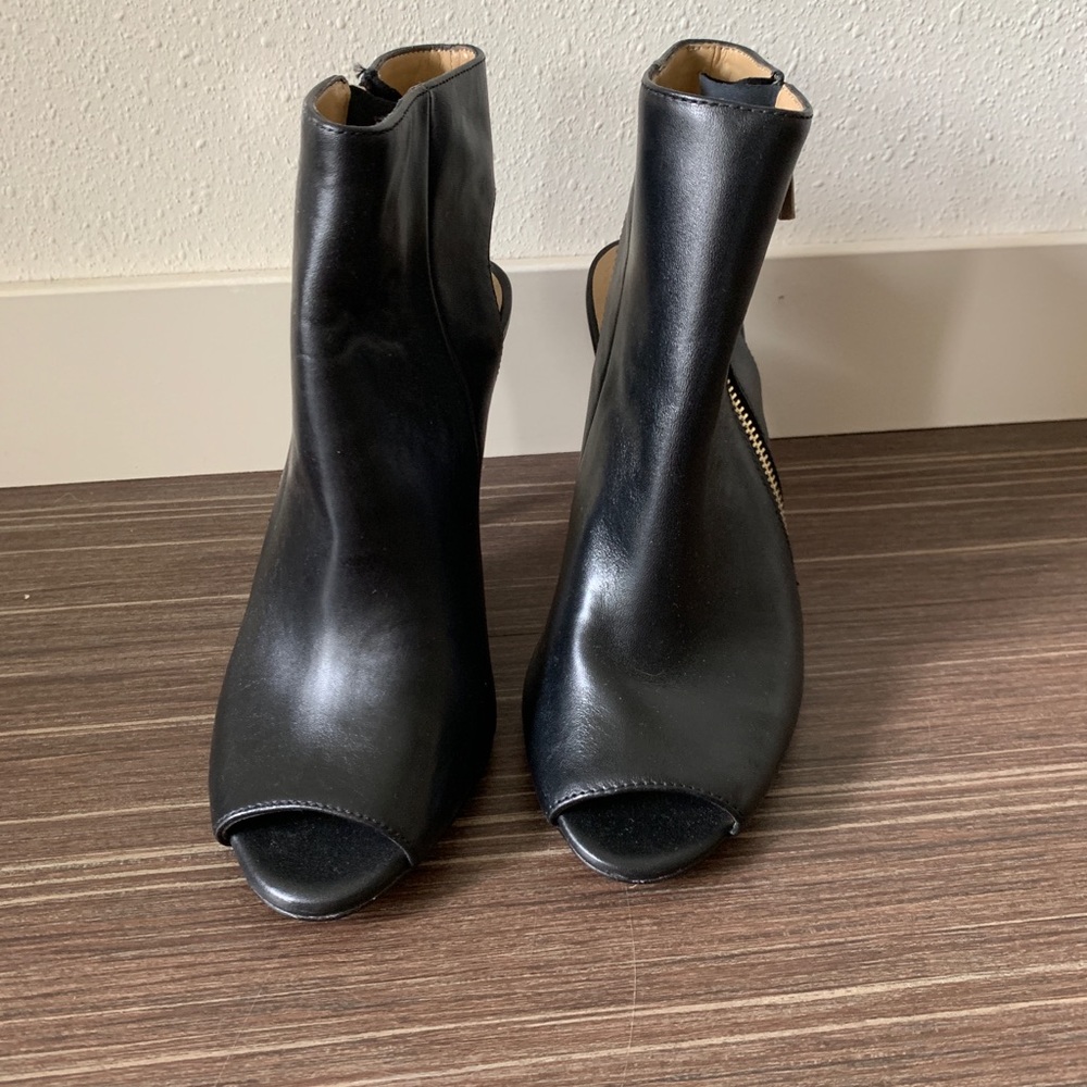 Black Leather Ann Taylor Bootie Heels